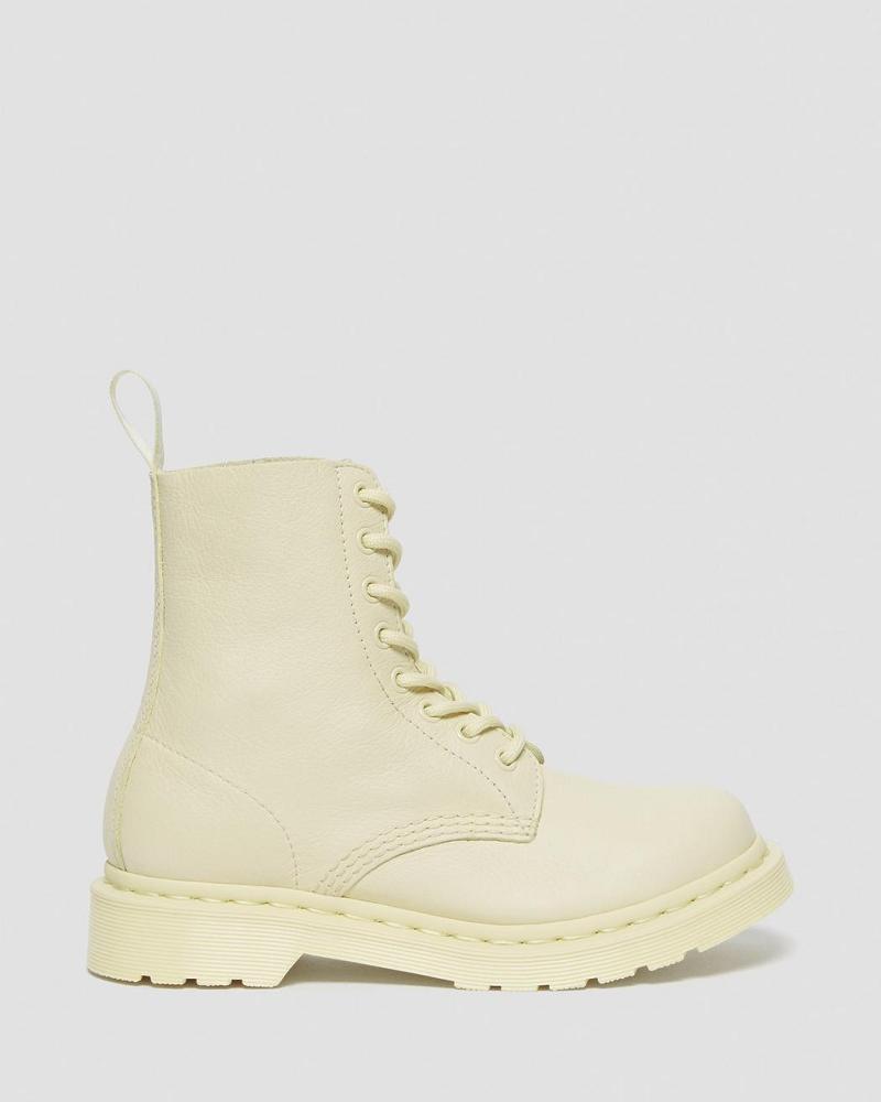 Cream Women's Dr Martens 1460 Pascal Mono Lace Up Boots | CA 188UZG